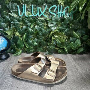 Birkenstock Arizona Soft Bed Size EU 41 US L10 M8 Rose Gold Birko-Flor Sandals